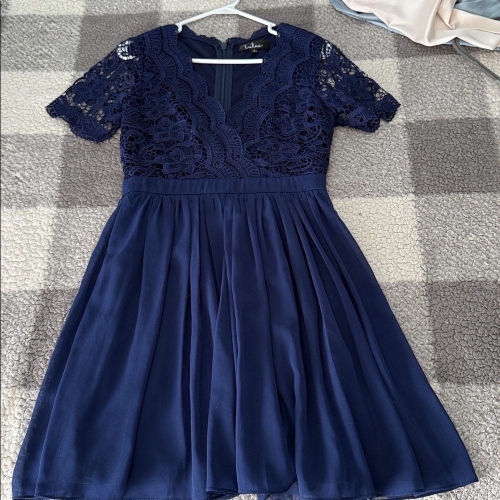 Lulu's Navy Lace Midi Dress